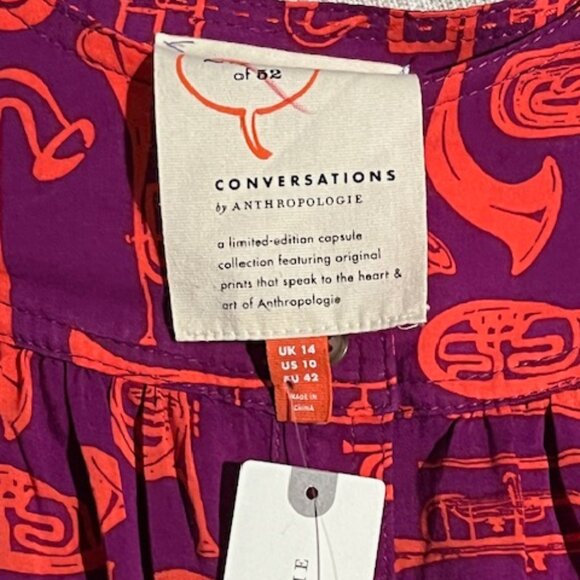 Anthropologie 52 Conversations Colloquial Yoked Button Down Toot Your Horn Sz 10 - Picture 14 of 15